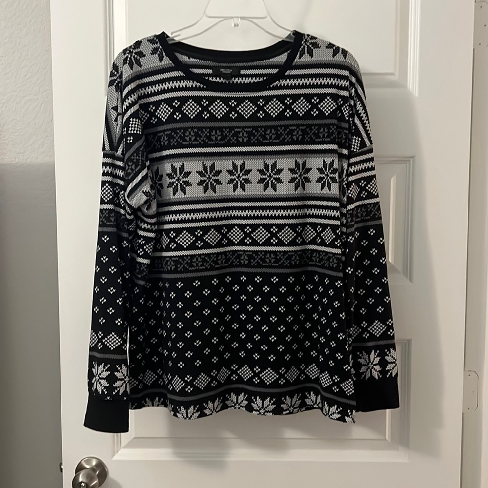 Simply Vera fair isle top large black and white long sleeve casual wear holiday